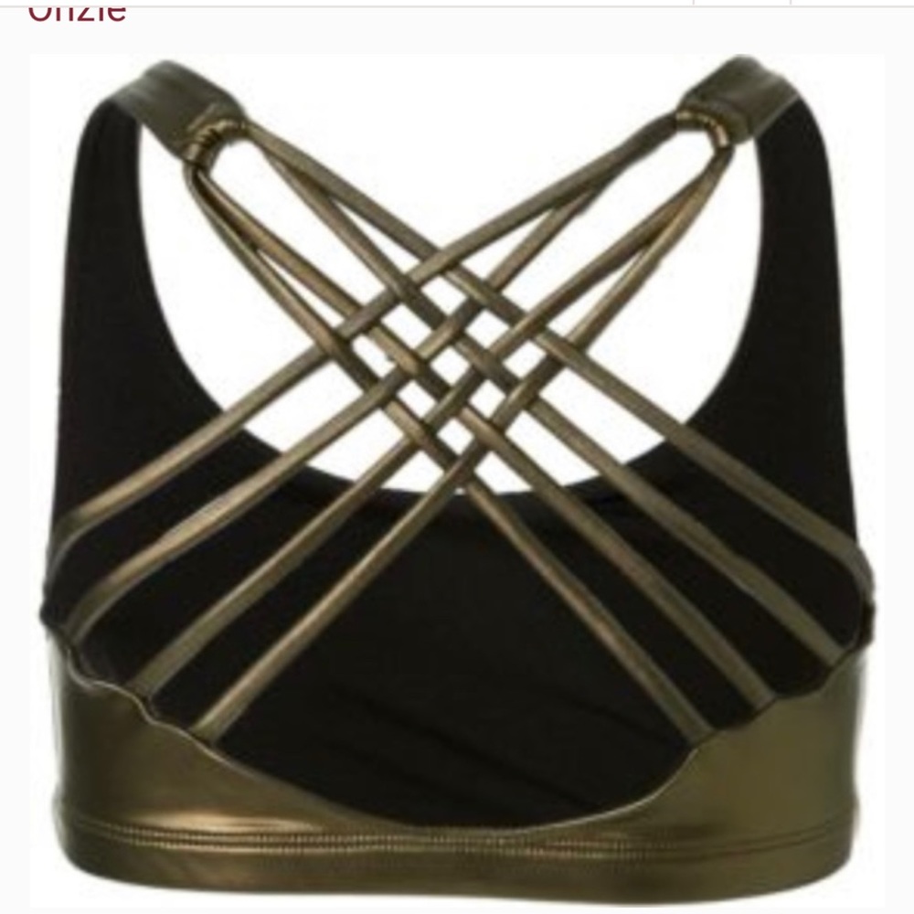 Euc onzie metallic bronze strappy sports bra